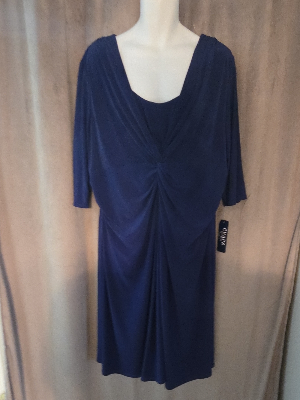 Chaps Navy Twist-Front Midi Dress
